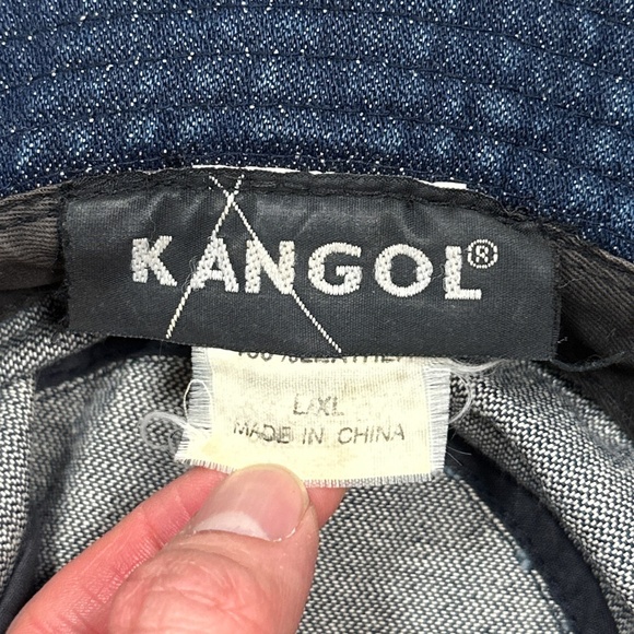 Vintage 80s 90s Kangol Denim Leather Suede Trim Bucket Hat Mens Large / XL - Picture 8 of 10